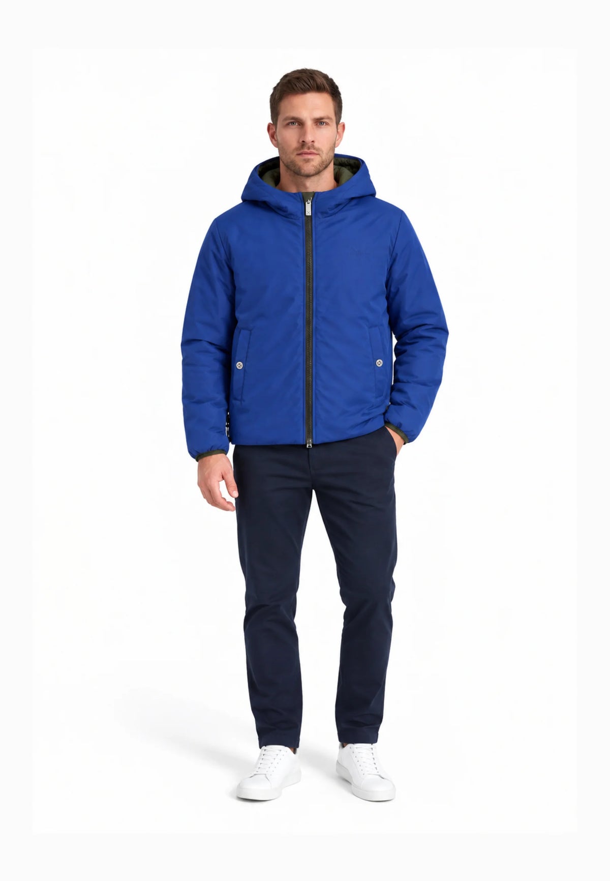 RICHMOND GIUBBOTTO UOMO JACKET UMA26176GB SDL REVERSIBILE VERDE BLU