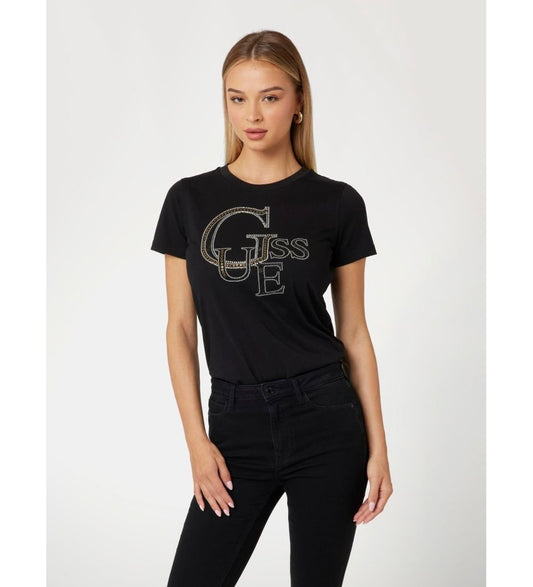 T-SHIRT GUESS MAGLIETTA NERA SCINTILLANTE
