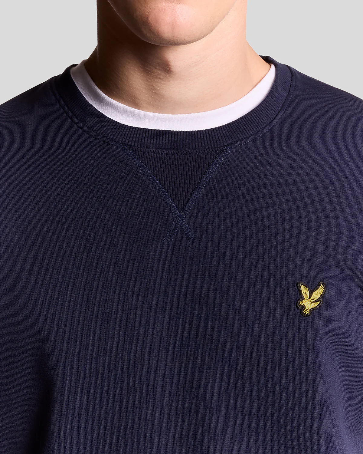 FELPA LYLE & SCOTT UOMO GIROCOLLO COTONE GARZATO BLU
