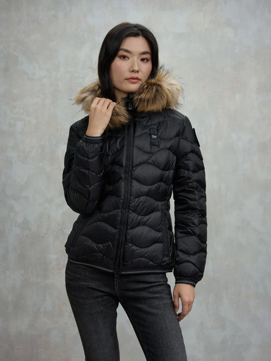 BLAUER PIUMINO CON BORDO IN PELLICCIA ALDIE 25WBLDC03096-006047 NERO 999