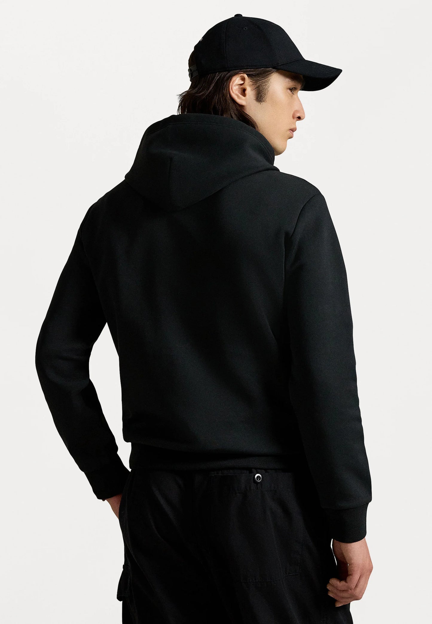 FELPA RALPH LAUREN CON CAPPUCCIO A MAGLIA DOPPIA NERO
