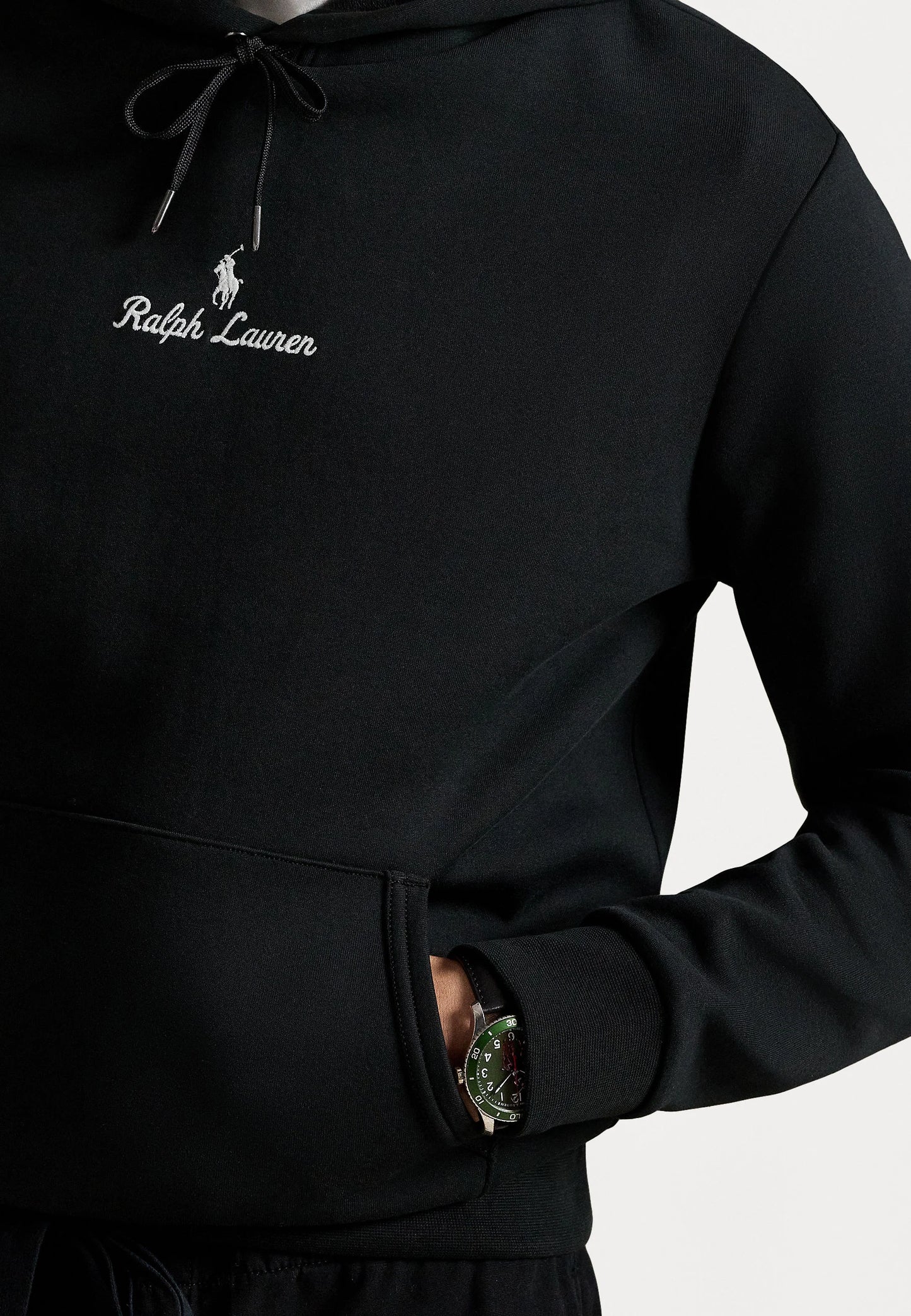 FELPA RALPH LAUREN CON CAPPUCCIO A MAGLIA DOPPIA NERO
