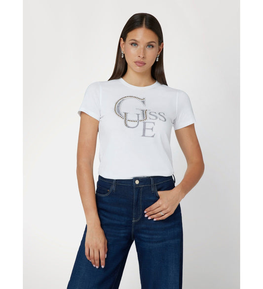 T-SHIRT GUESS MAGLIETTA BIANCA SCINTILLANTE
