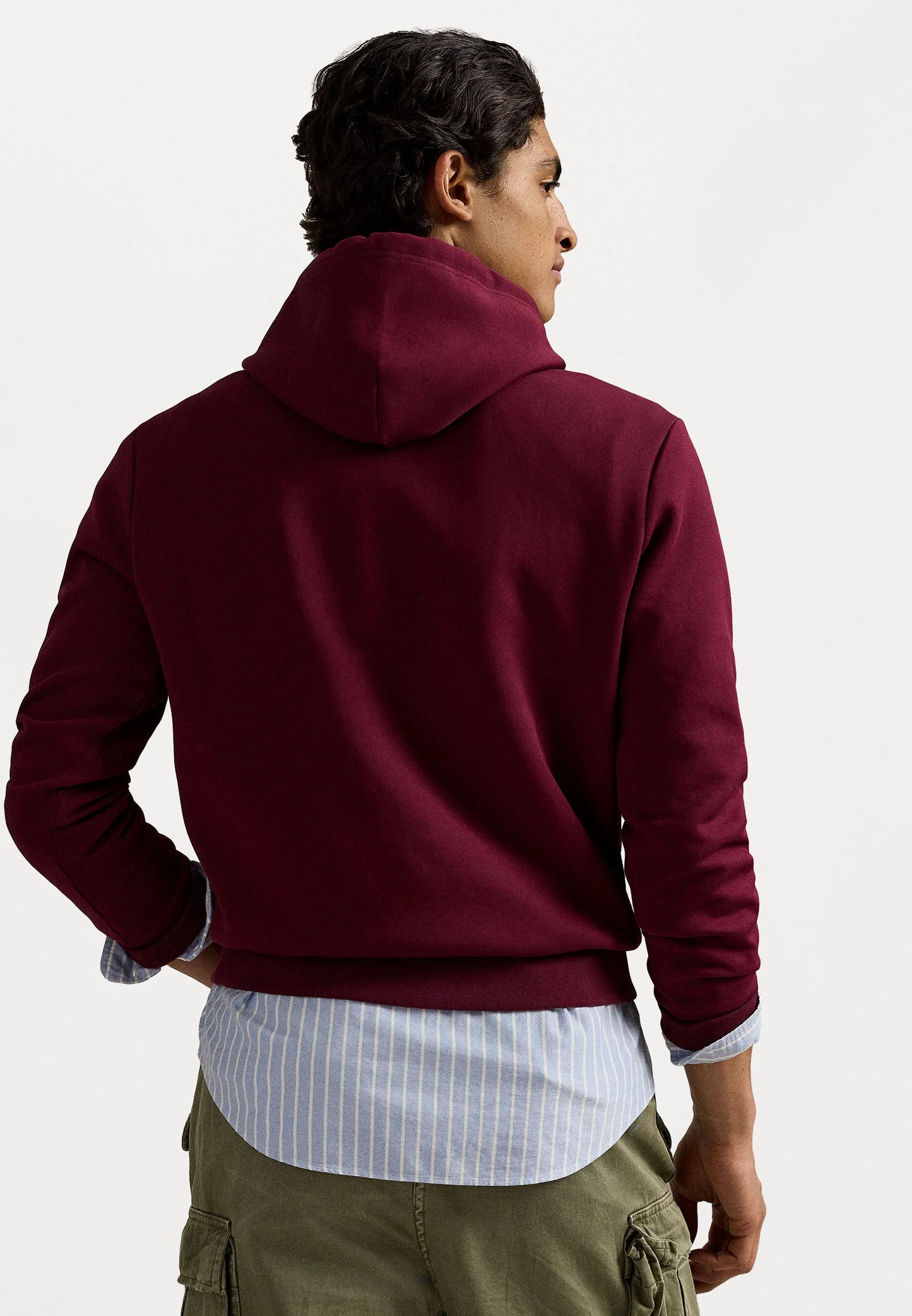 FELPA RALPH LAUREN CON CAPPUCCIO A MAGLIA DOPPIA BORDEAUX