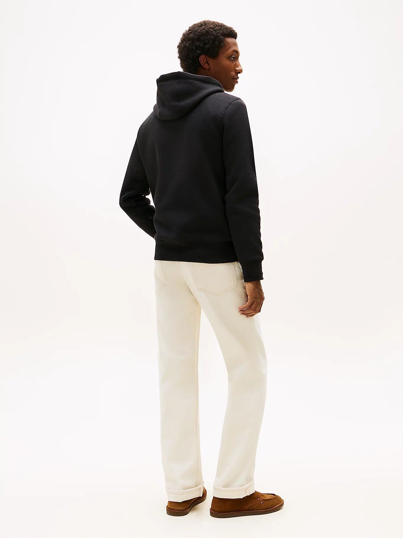 FELPA TOMMY HILFIGER UOMO CON CAPPUCCIO FELPATA LOGO RICAMATO NERO