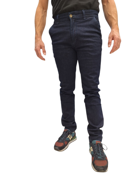 JEANS UOMO 9.2 CARLO CHIONNA TASCHE AMERICANE BLU SCURO SLIM FIT