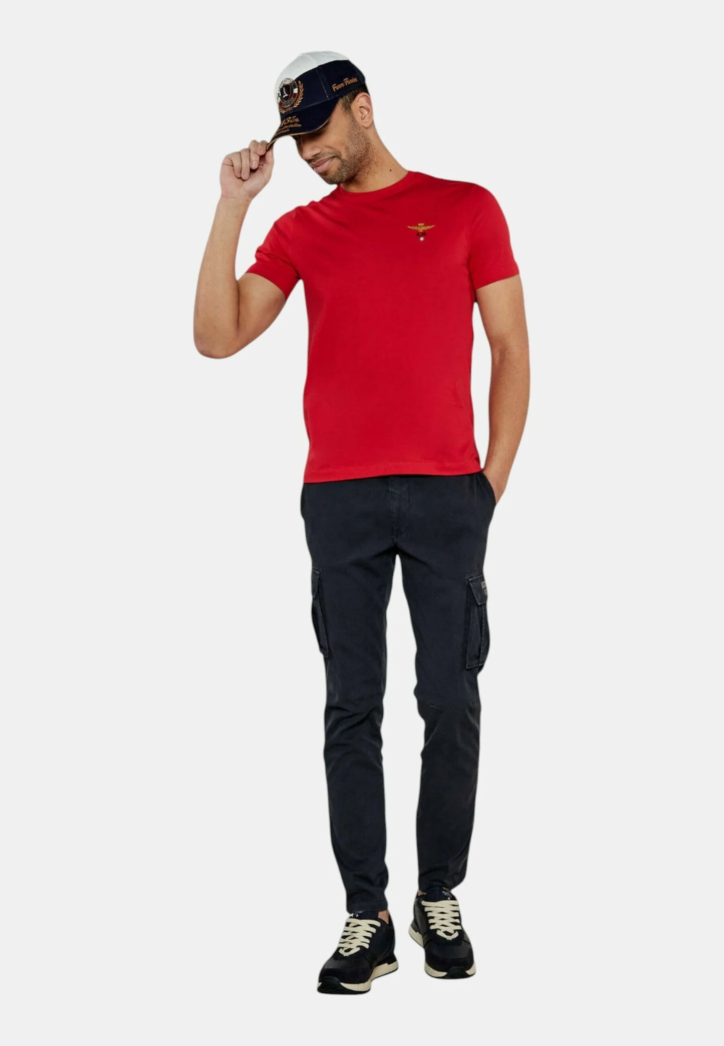 T-SHIRT UOMO AERONAUTICA MILITARE BASIC MEZZA MANICA ROSSO