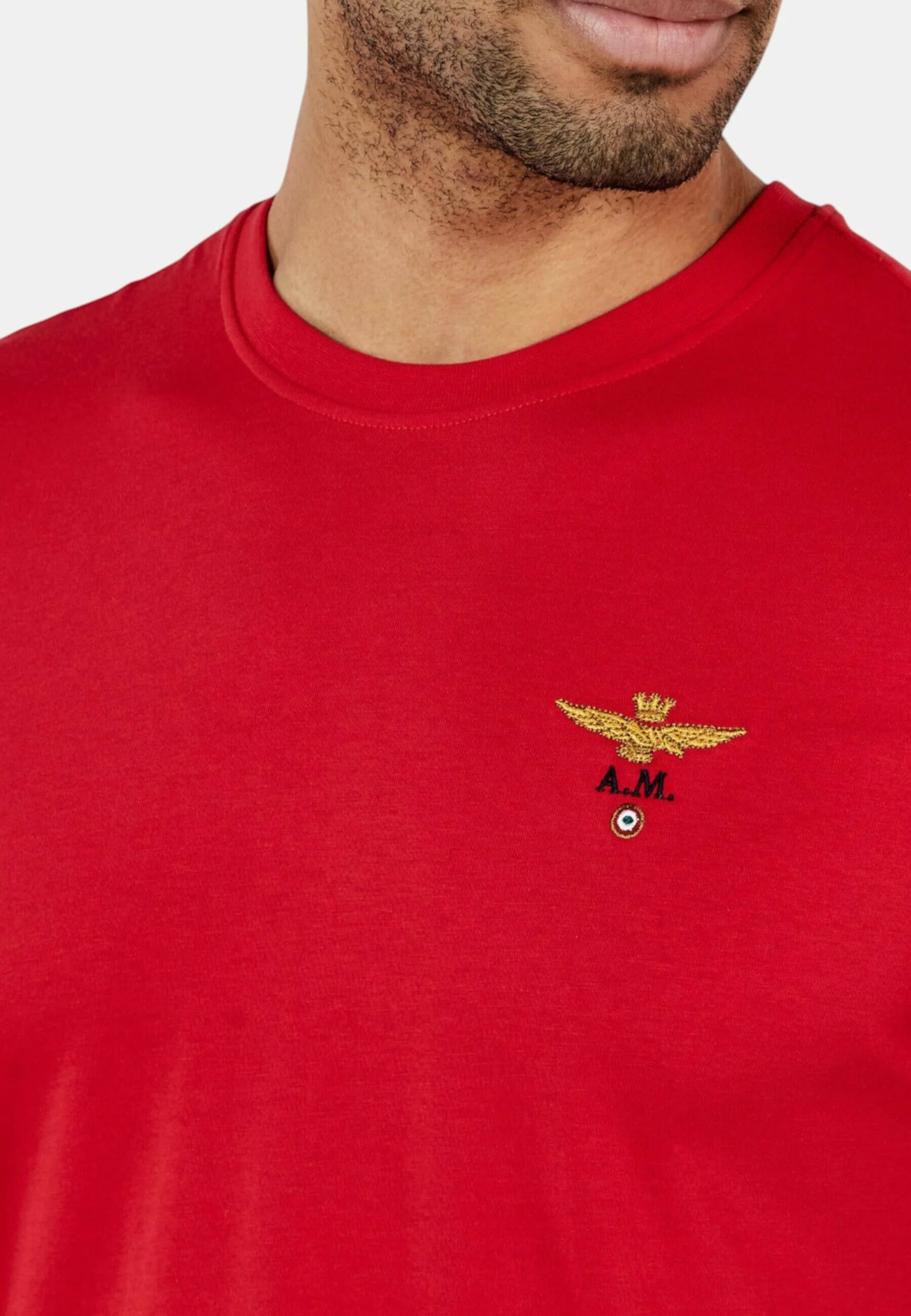 T-SHIRT UOMO AERONAUTICA MILITARE BASIC MEZZA MANICA ROSSO