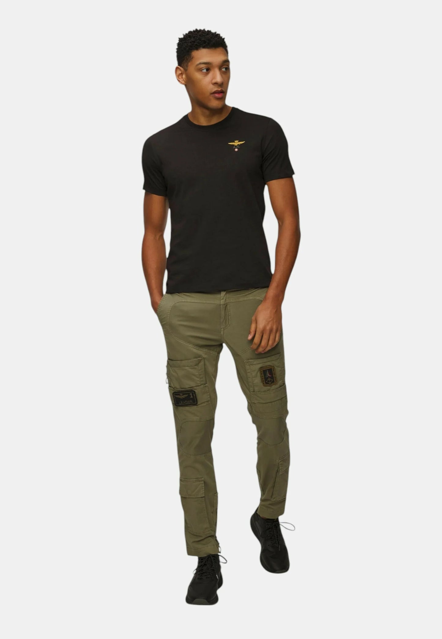 T-SHIRT UOMO AERONAUTICA MILITARE BASIC MEZZA MANICA NERO