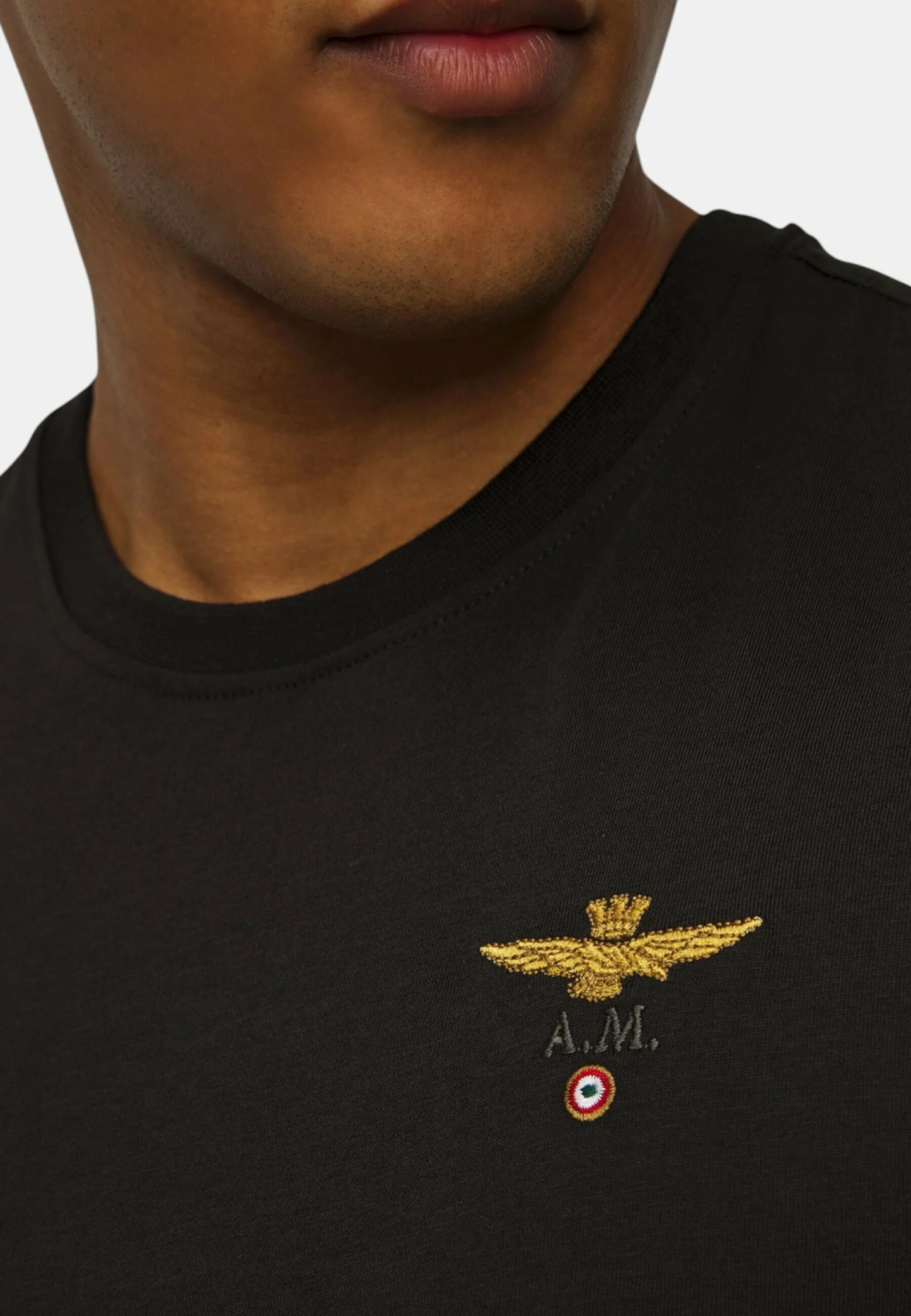 T-SHIRT UOMO AERONAUTICA MILITARE BASIC MEZZA MANICA NERO