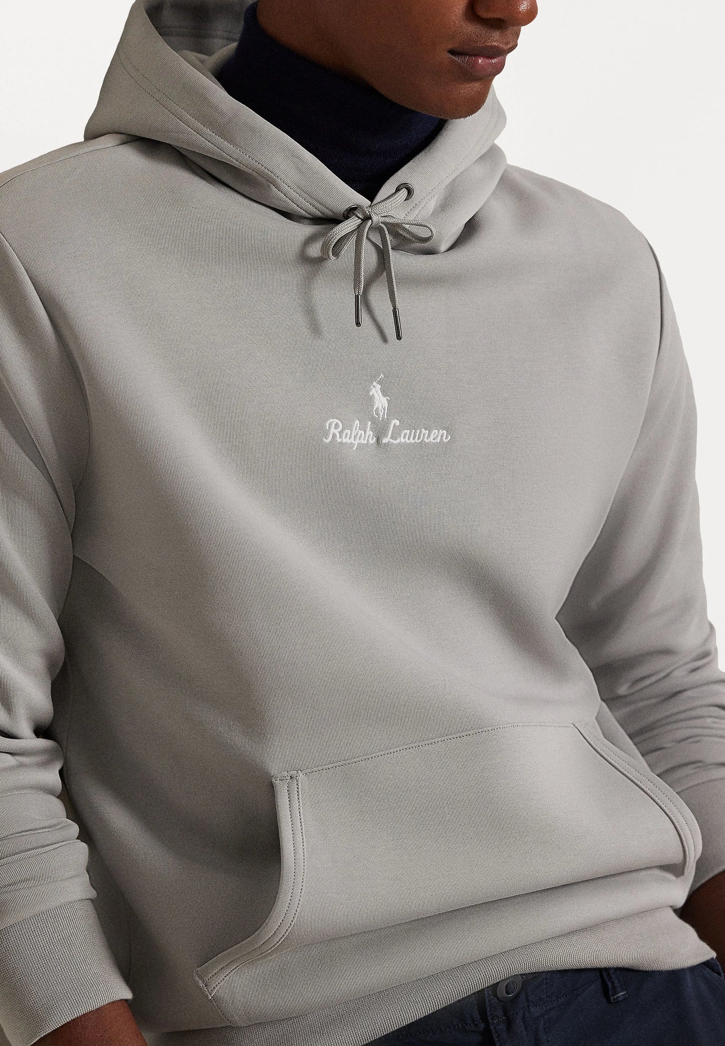 FELPA RALPH LAUREN CON CAPPUCCIO A MAGLIA DOPPIA GRIGIO