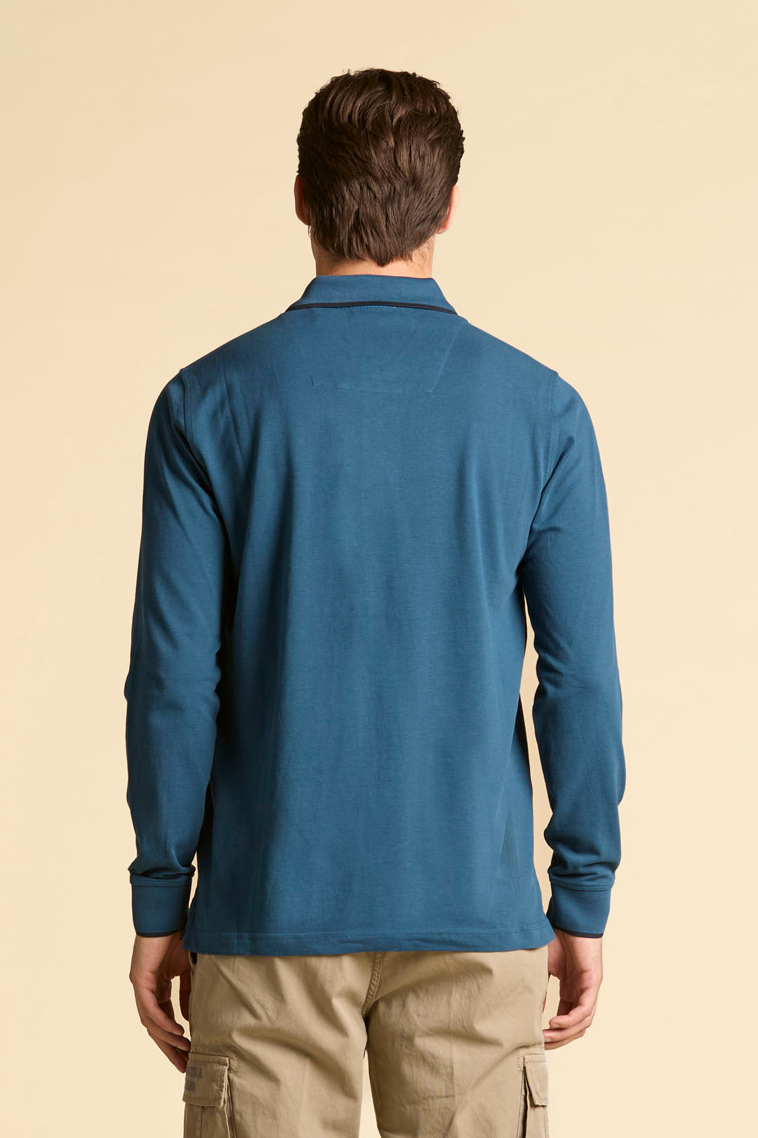 POLO BASICA MANICA LUNGA IN COTONE AERONAUTICA MILITARE BLU AVIO