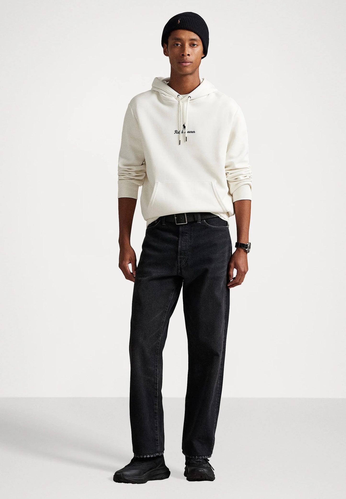 FELPA RALPH LAUREN CON CAPPUCCIO A MAGLIA DOPPIA BIANCO