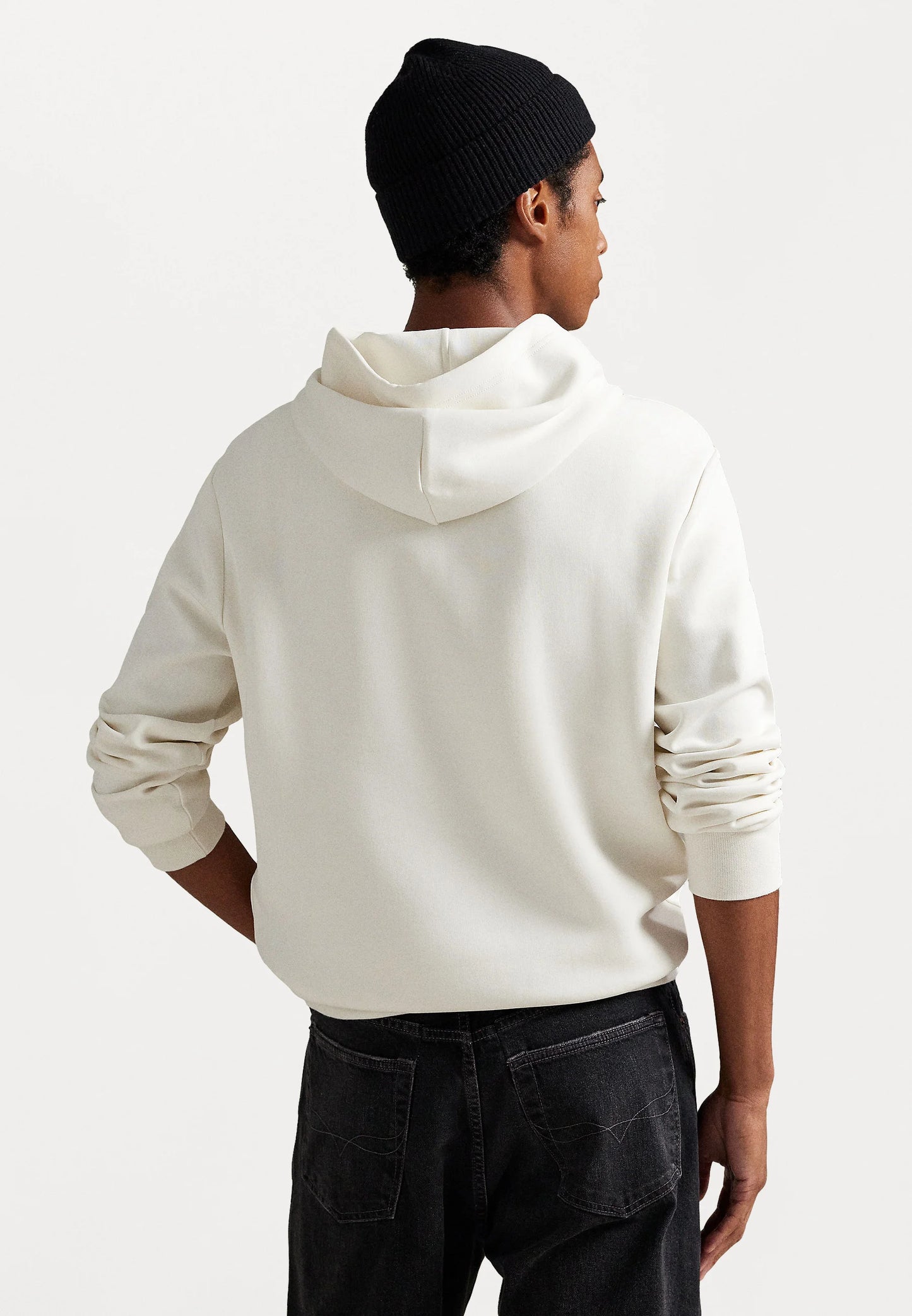 FELPA RALPH LAUREN CON CAPPUCCIO A MAGLIA DOPPIA BIANCO
