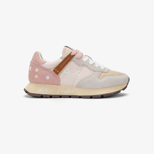 SUN 68 SCARPE Sneaker Ally Vintage in suede e nylon rosa porcellana