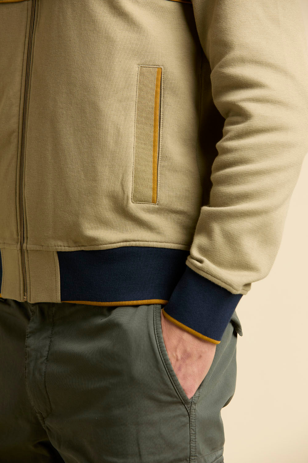 FELPA COLOR BLOCK IN INTERLOCK E PIQUE' AERONAUTICA MILITARE BEIGE