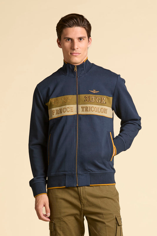 FELPA COLOR BLOCK IN INTERLOCK E PIQUE' AERONAUTICA MILITARE BLU