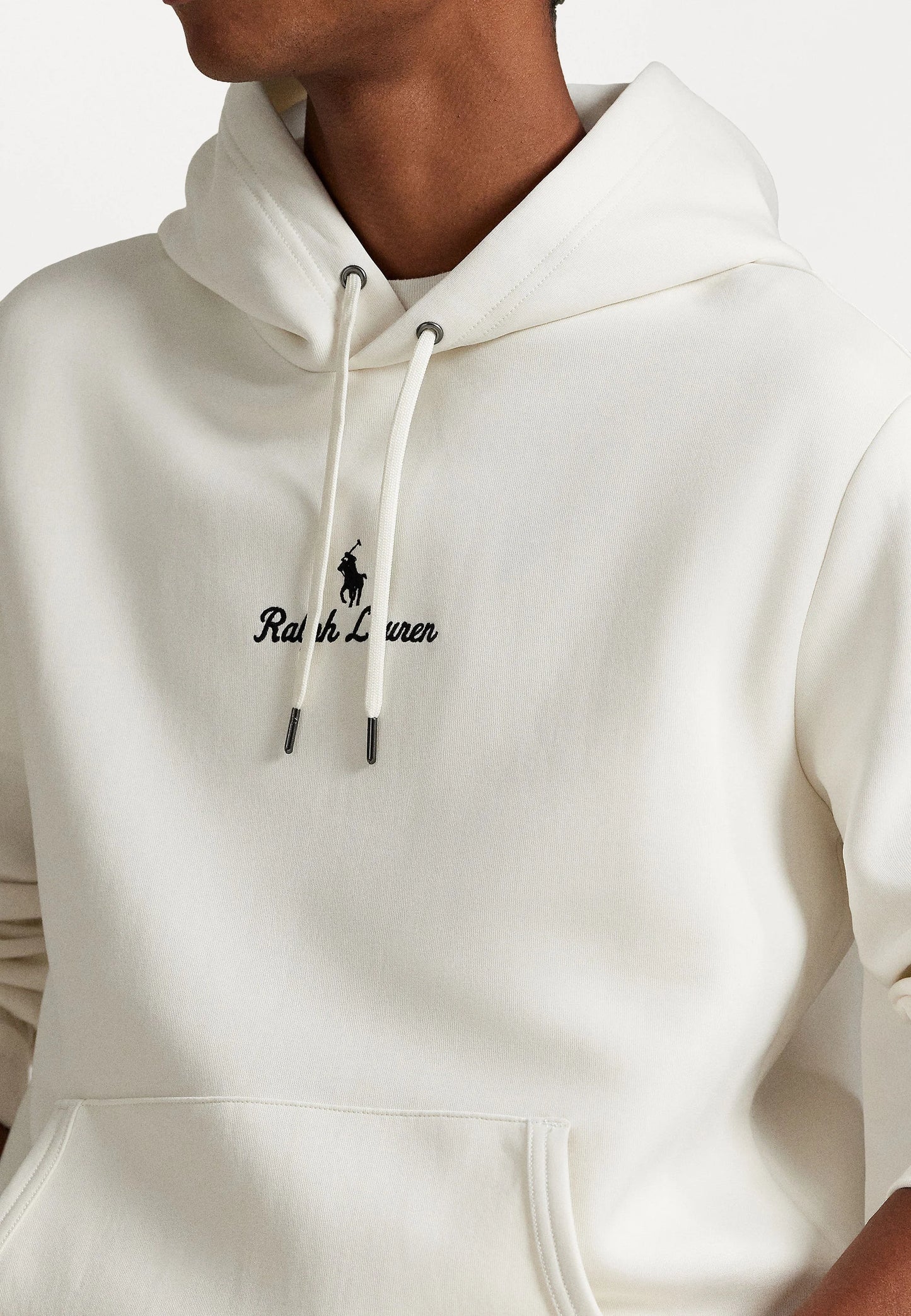 FELPA RALPH LAUREN CON CAPPUCCIO A MAGLIA DOPPIA BIANCO
