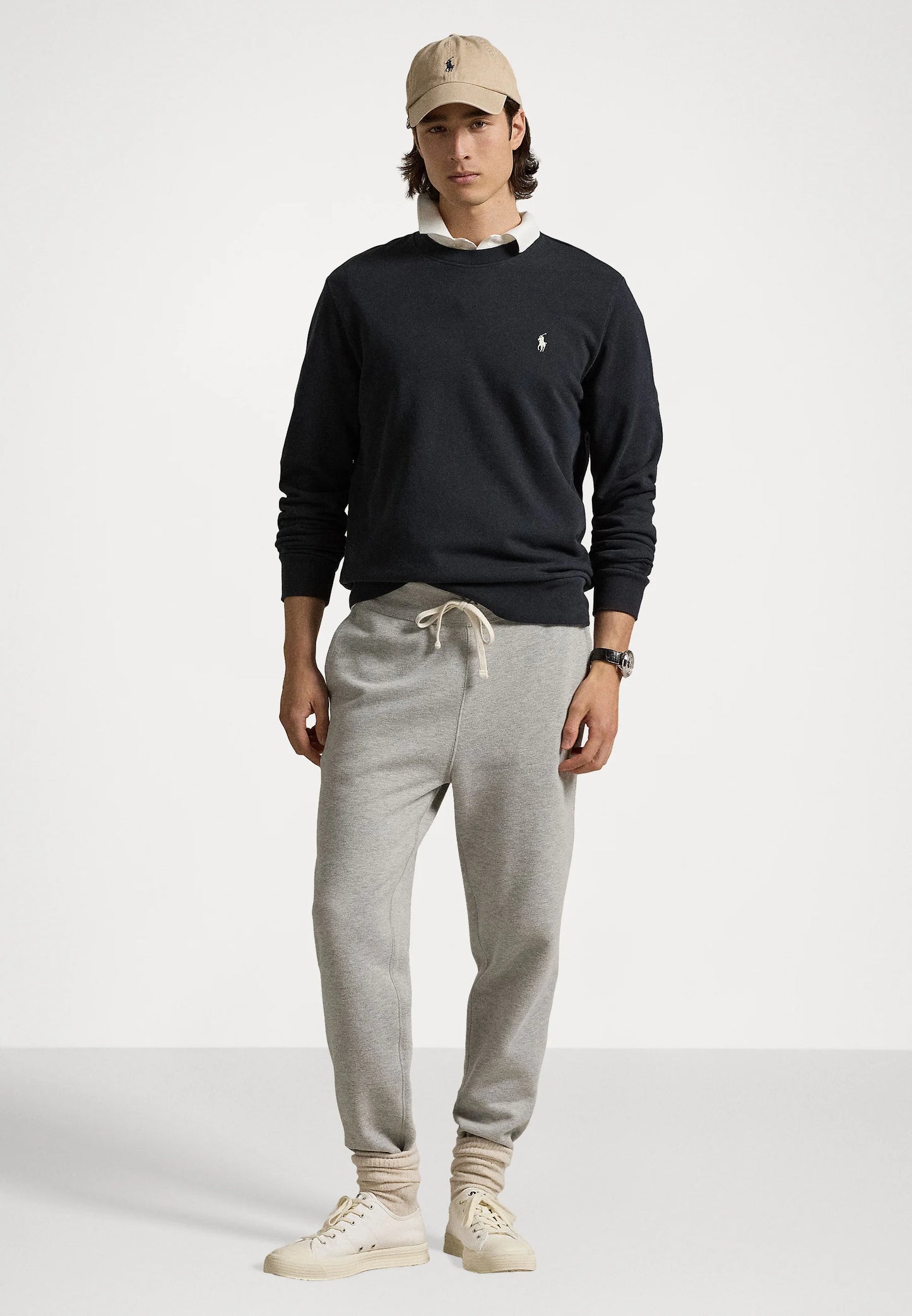FELPA RALPH LAUREN LOOPBACK IN COTONE GIROCOLLO NERO