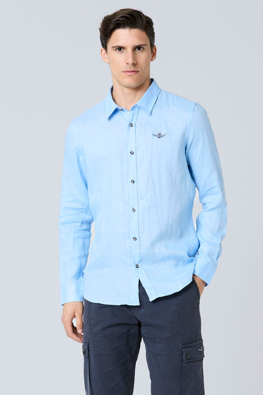 CAMICIA A MANICA LUNGA IN PIQUE' AERONAUTICA MILITARE AZZURRO
