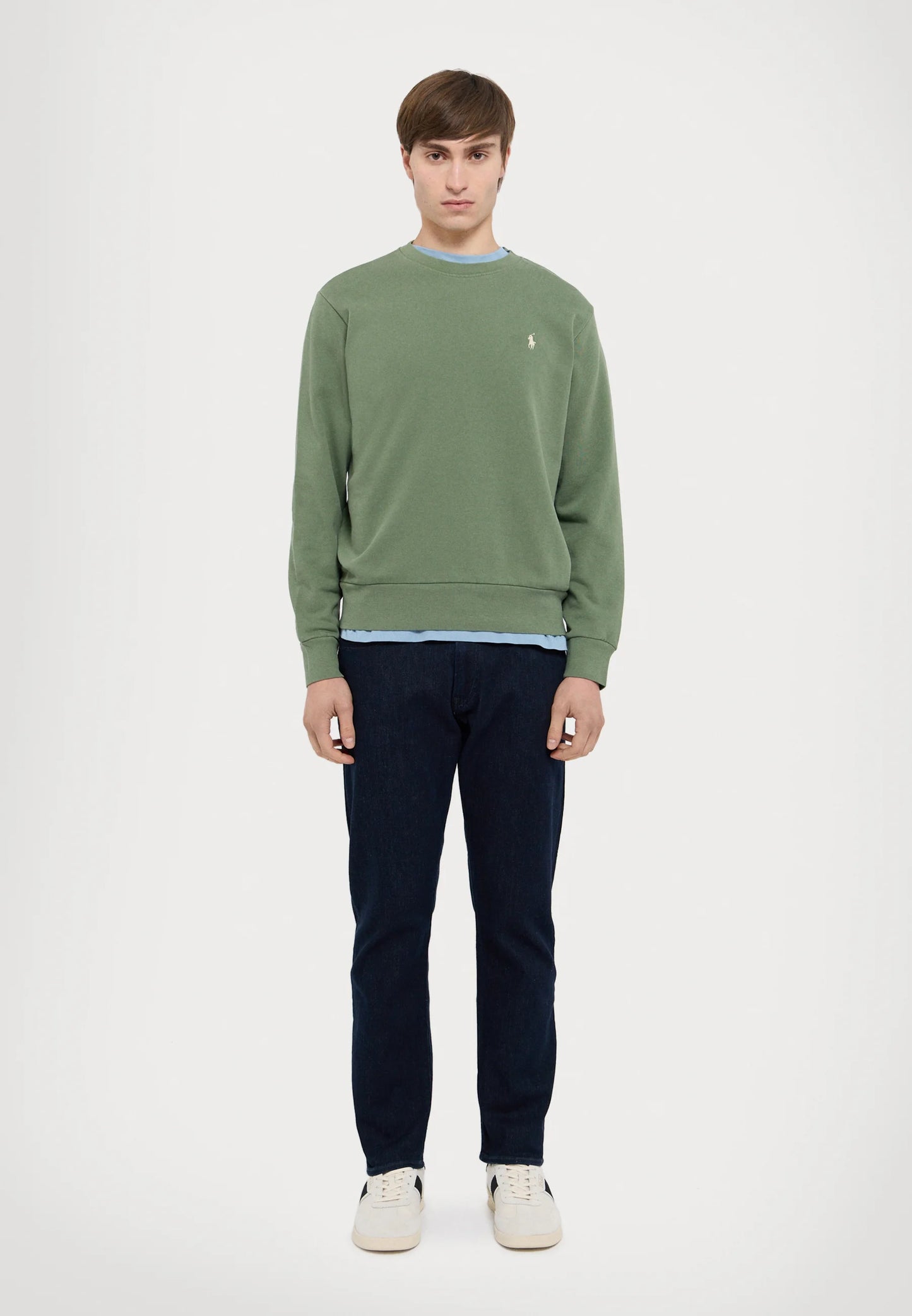 FELPA RALPH LAUREN LOOPBACK IN COTONE GIROCOLLO VERDE CHIARO