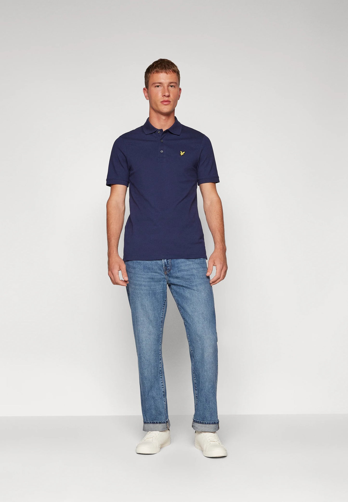 POLO LYLE & SCOTT UOMO COTONE PIQUE' BLU