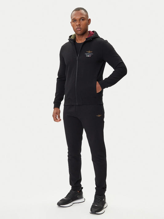 Aeronautica Militare Tuta con cappuccio removibile Nero Regular Fit