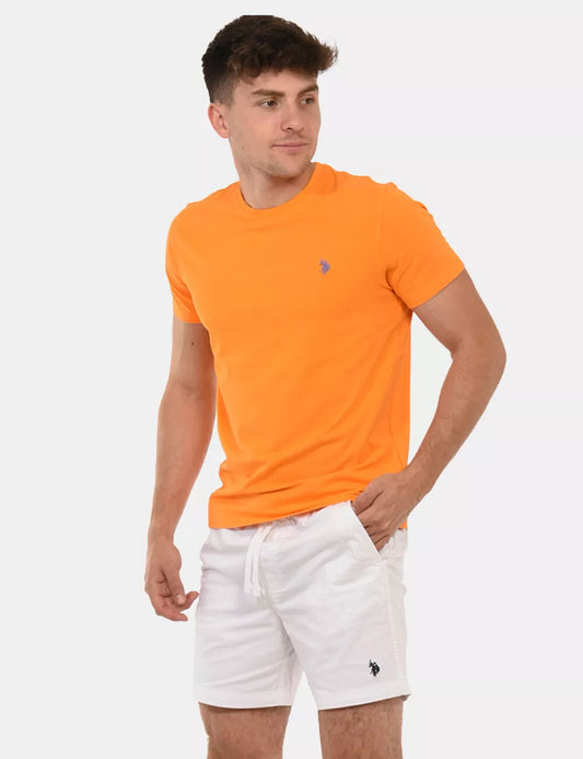 T-SHIRT UOMO US POLO ASSN MANICHE CORTE IN COTONE ARANCIO