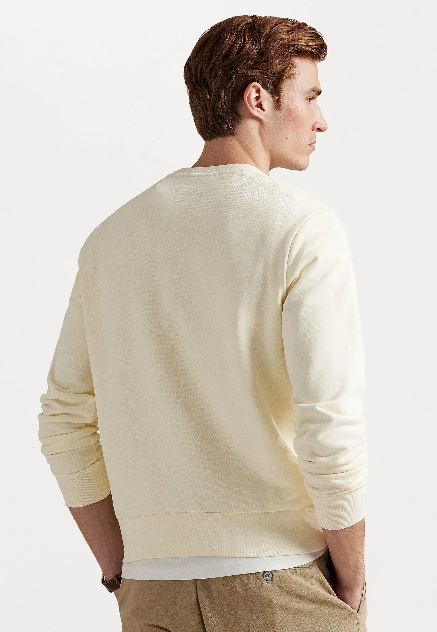 FELPA RALPH LAUREN LOOPBACK IN COTONE GIROCOLLO BEIGE