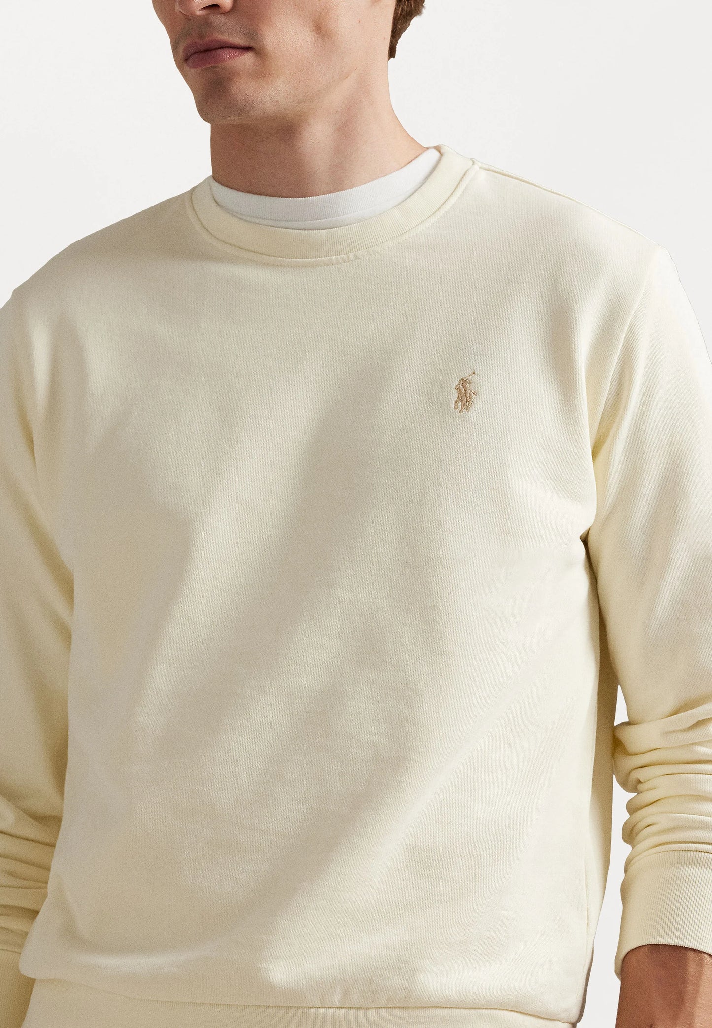 FELPA RALPH LAUREN LOOPBACK IN COTONE GIROCOLLO BEIGE