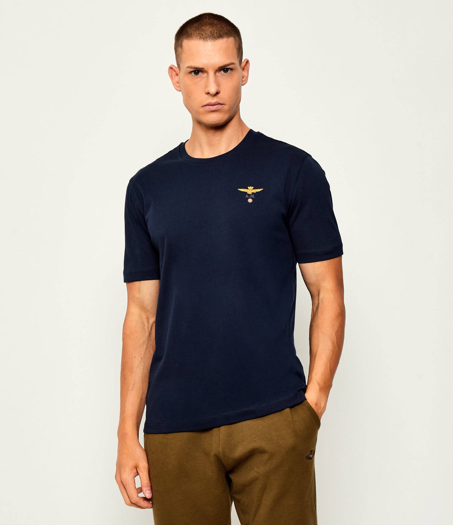 T-SHIRT UOMO AERONAUTICA MILITARE BASIC MEZZA MANICA BLU
