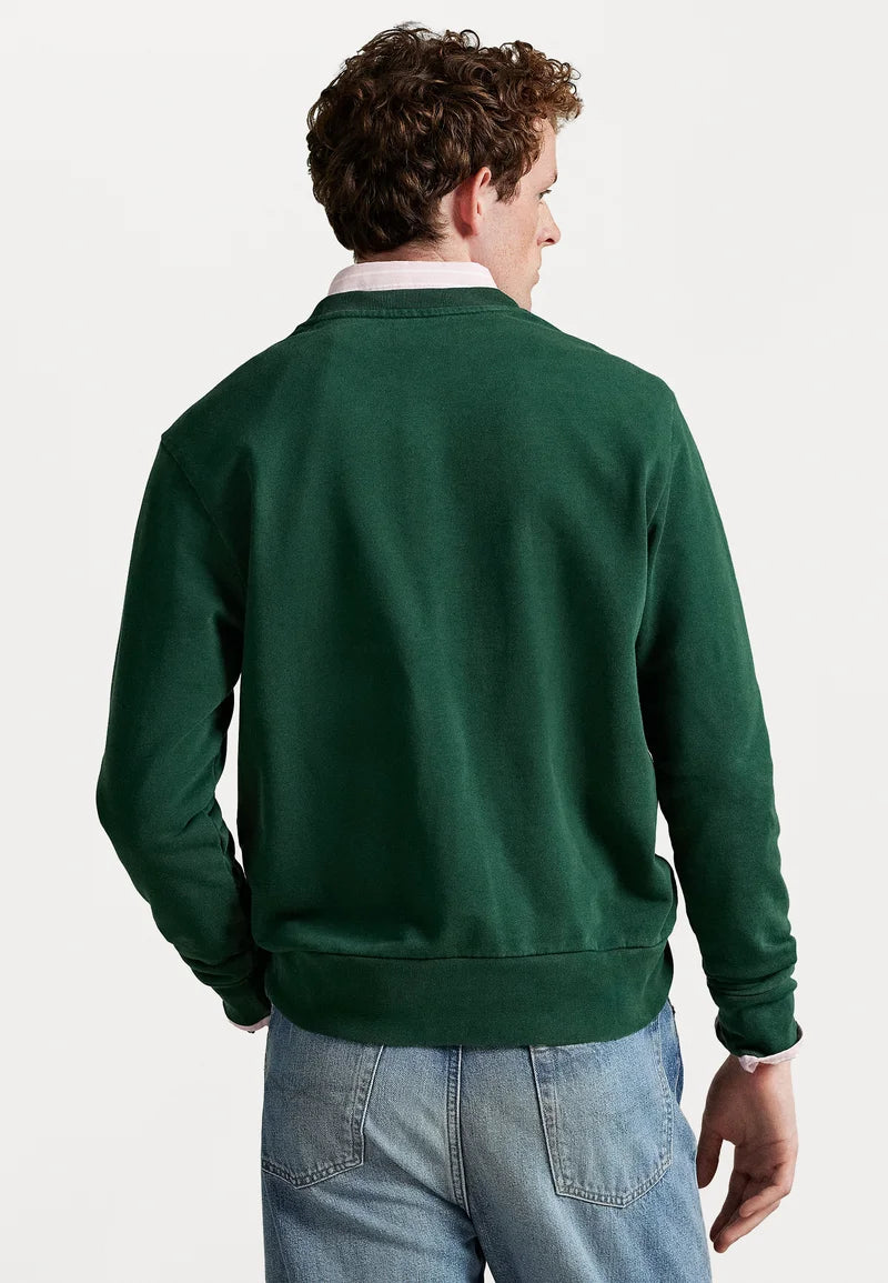 FELPA RALPH LAUREN LOOPBACK IN COTONE GIROCOLLO VERDE PINO