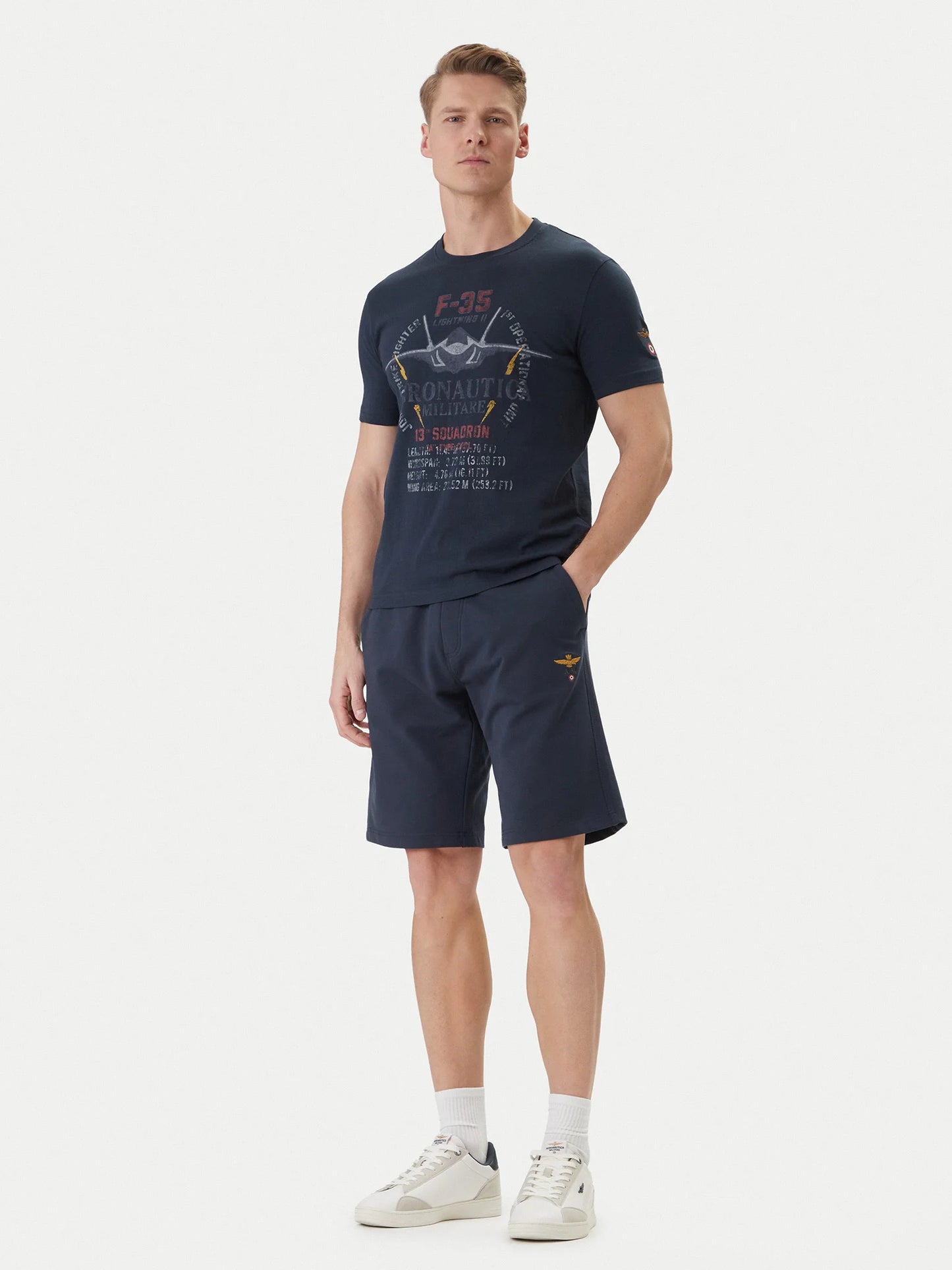 BERMUDA SHORTS UOMO AERONAUTICA MILITARE IN COTONE BLU