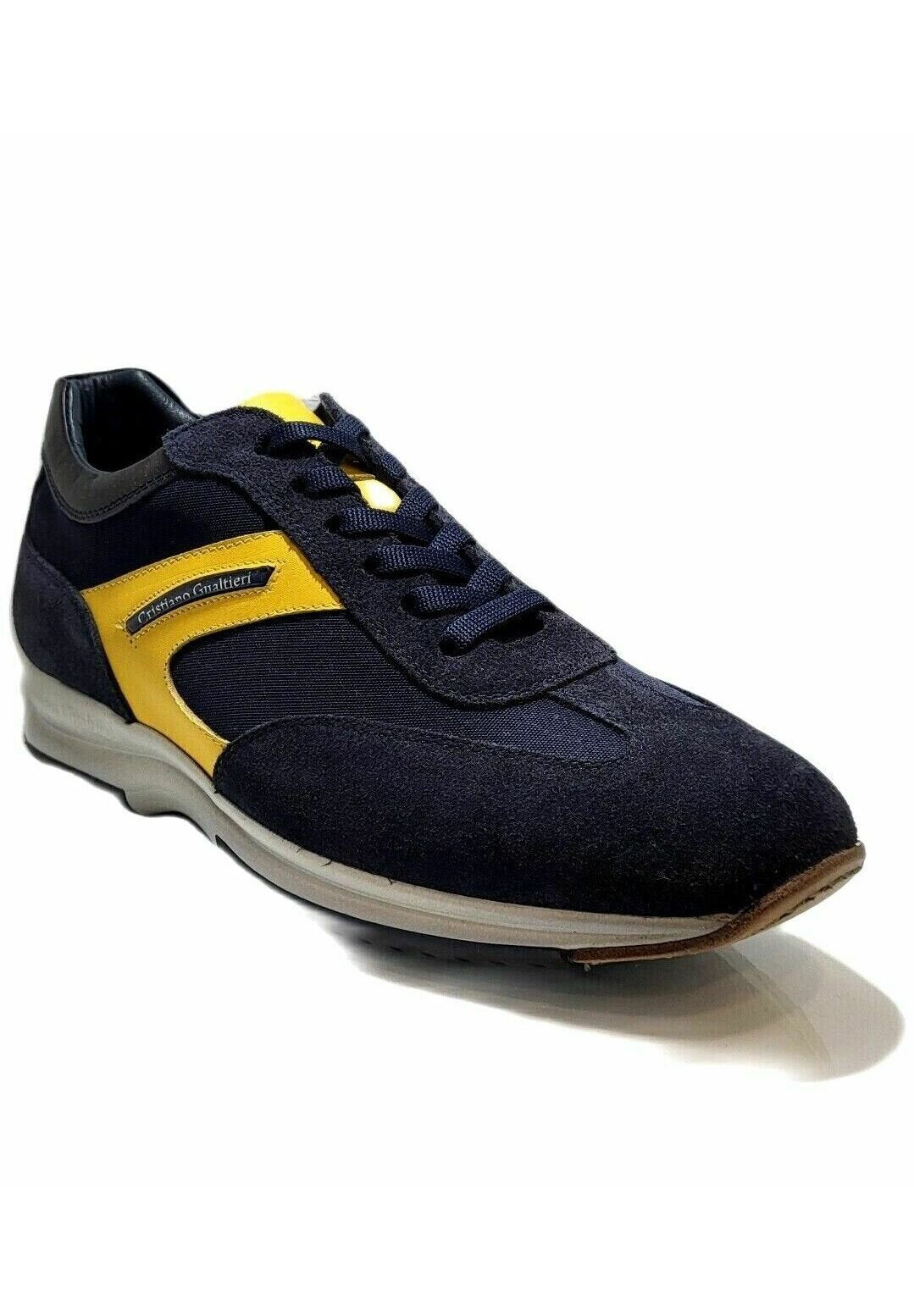 SCARPE CRISTIANO GUALTIERI BLU GIALLO CAMOSCIO