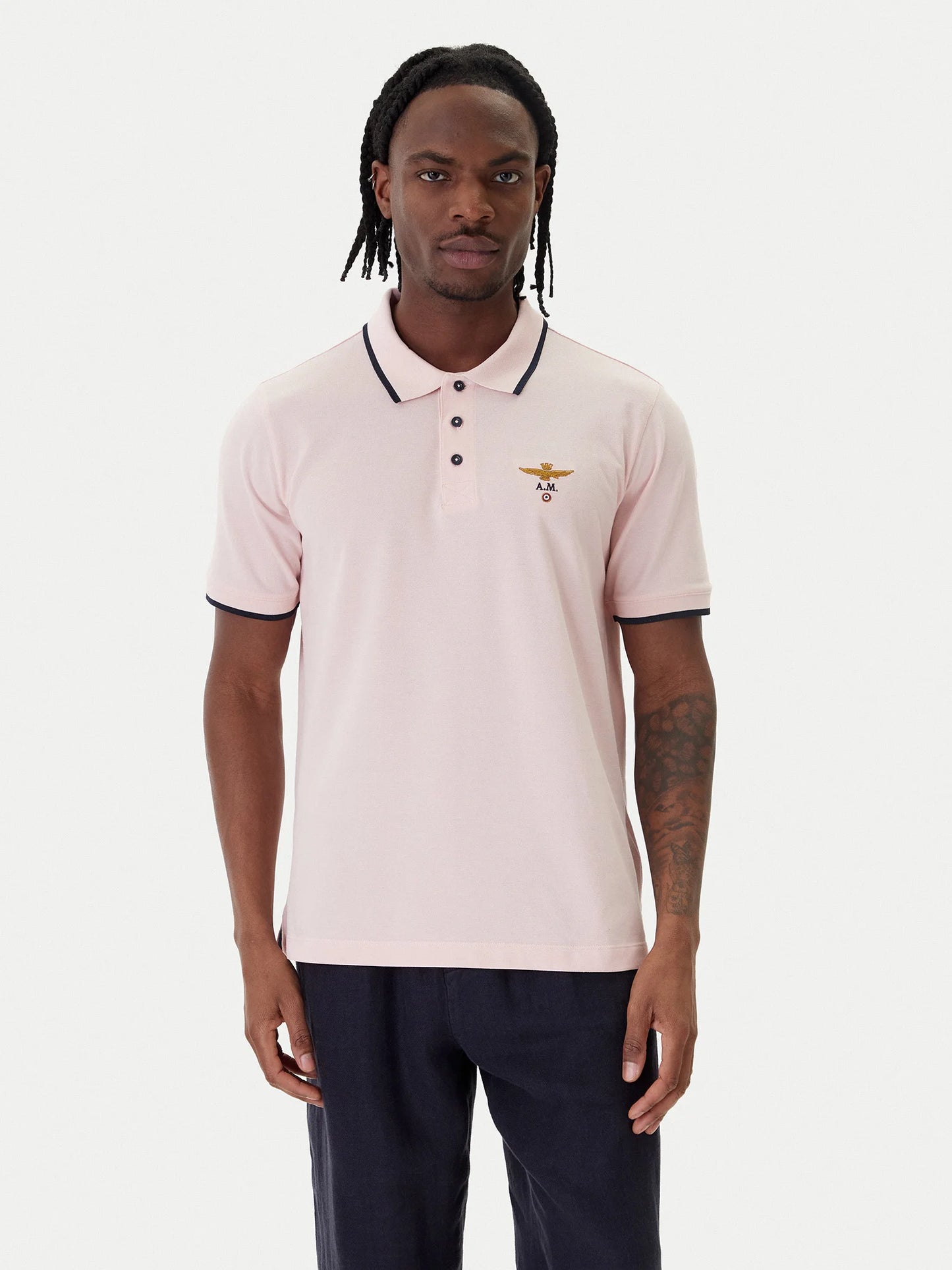Polo Uomo Aeronautica Militare Basica in Cotone Pique' Rosa