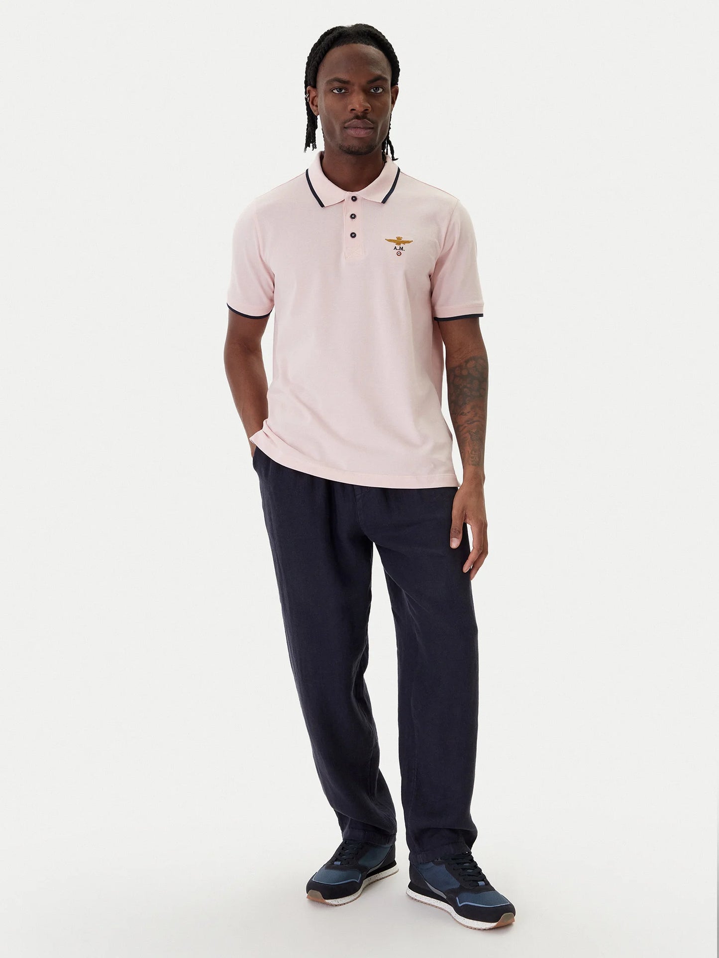 Polo Uomo Aeronautica Militare Basica in Cotone Pique' Rosa