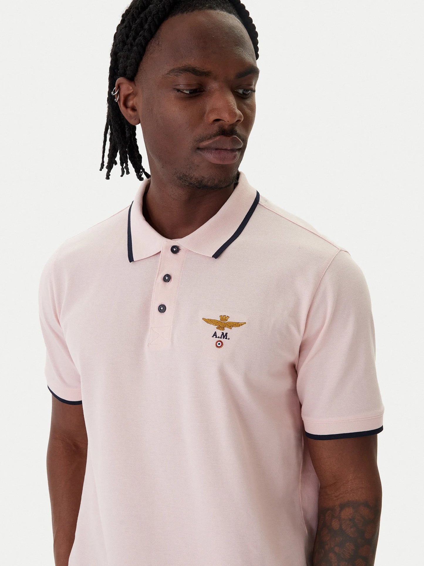 Polo Uomo Aeronautica Militare Basica in Cotone Pique' Rosa