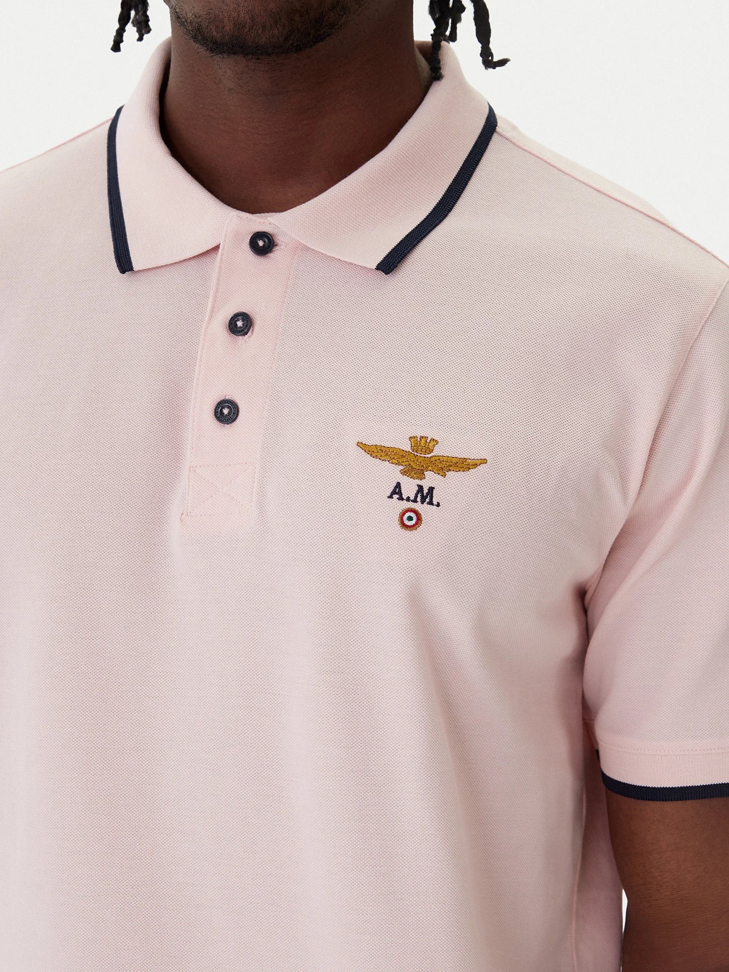 Polo Uomo Aeronautica Militare Basica in Cotone Pique' Rosa