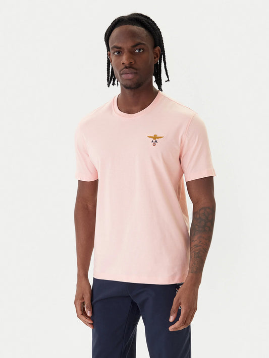 T-SHIRT UOMO AERONAUTICA MILITARE BASIC MEZZA MANICA ROSA
