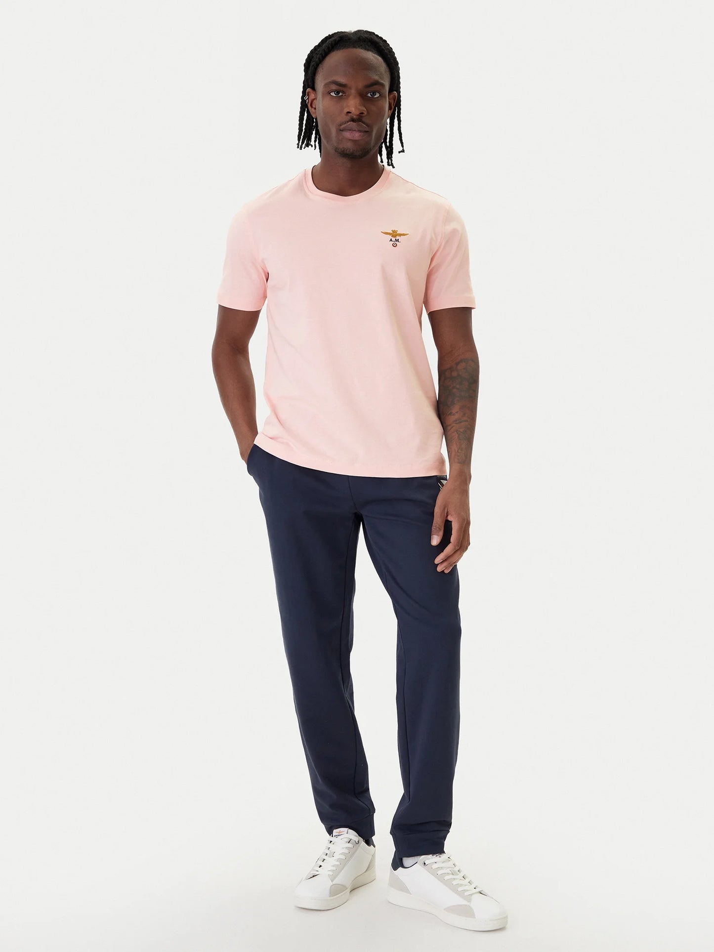 T-SHIRT UOMO AERONAUTICA MILITARE BASIC MEZZA MANICA ROSA