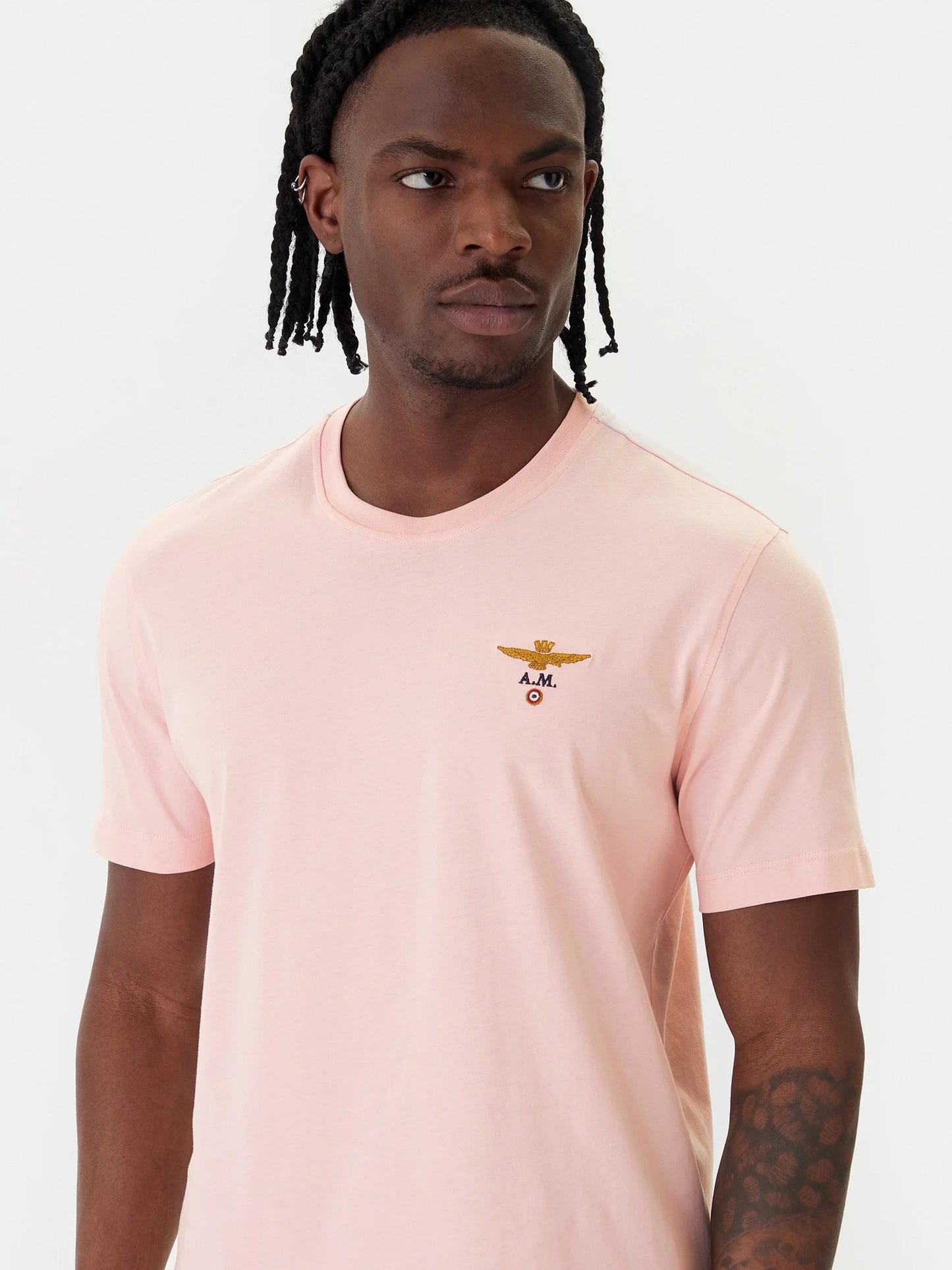 T-SHIRT UOMO AERONAUTICA MILITARE BASIC MEZZA MANICA ROSA