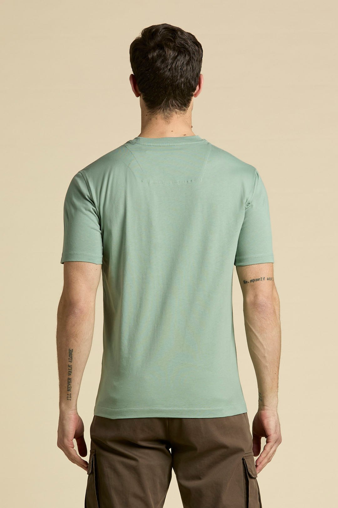 T-SHIRT UOMO AERONAUTICA MILITARE BASIC MEZZA MANICA VERDE PASTELLO