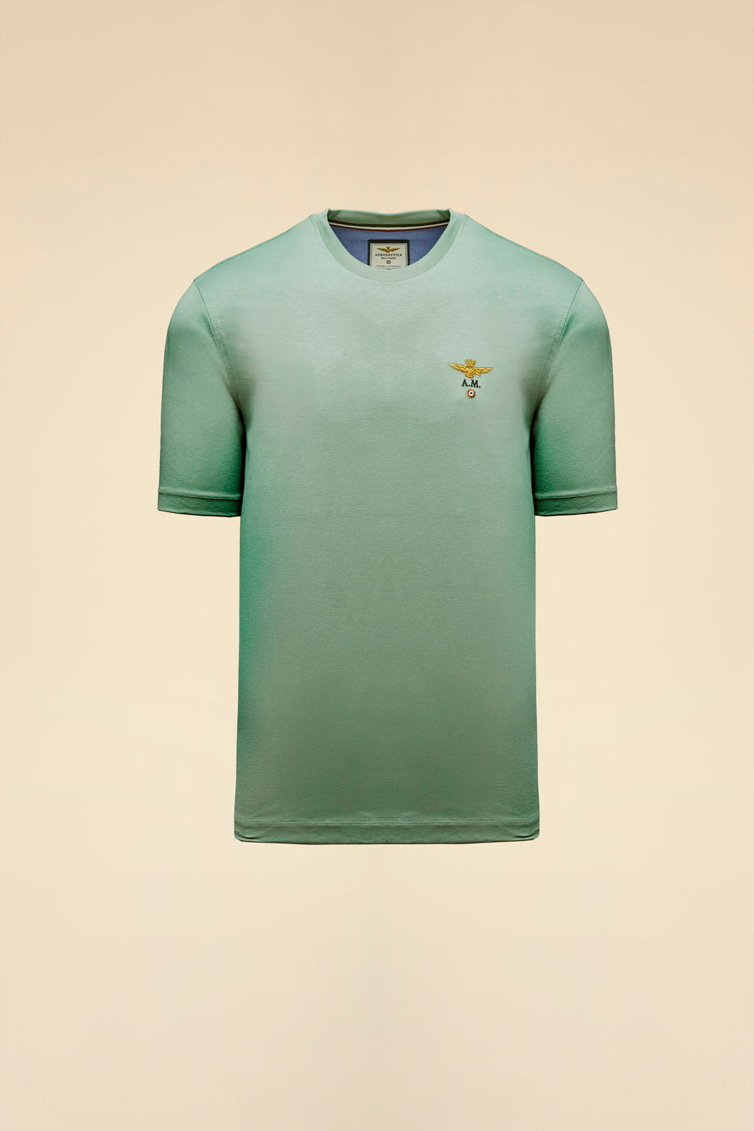 T-SHIRT UOMO AERONAUTICA MILITARE BASIC MEZZA MANICA VERDE PASTELLO