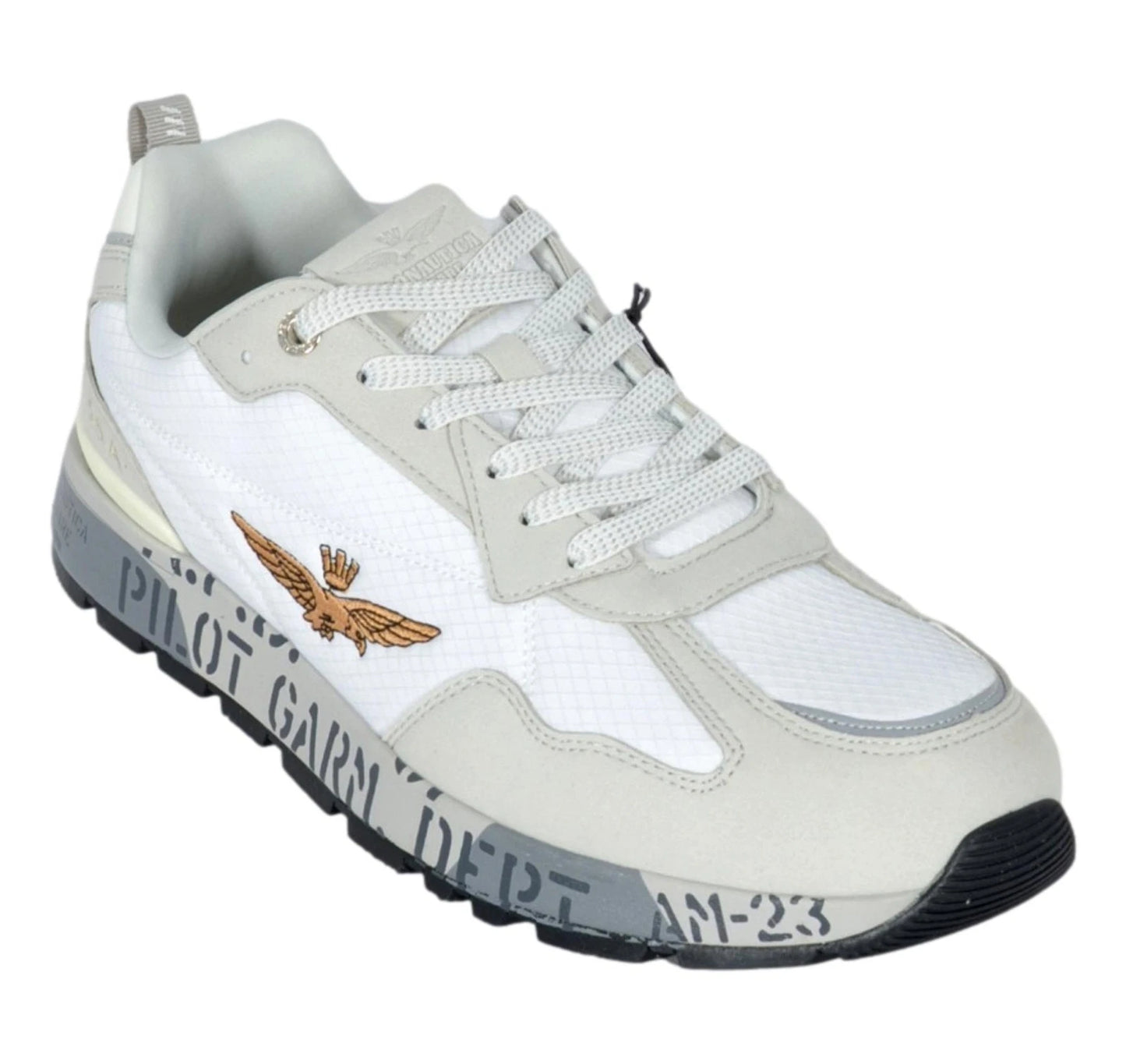 SCARPE UOMO AERONAUTICA MILITARE SNEAKERS IN MESH CON SUOLA STAMPATA BIANCO