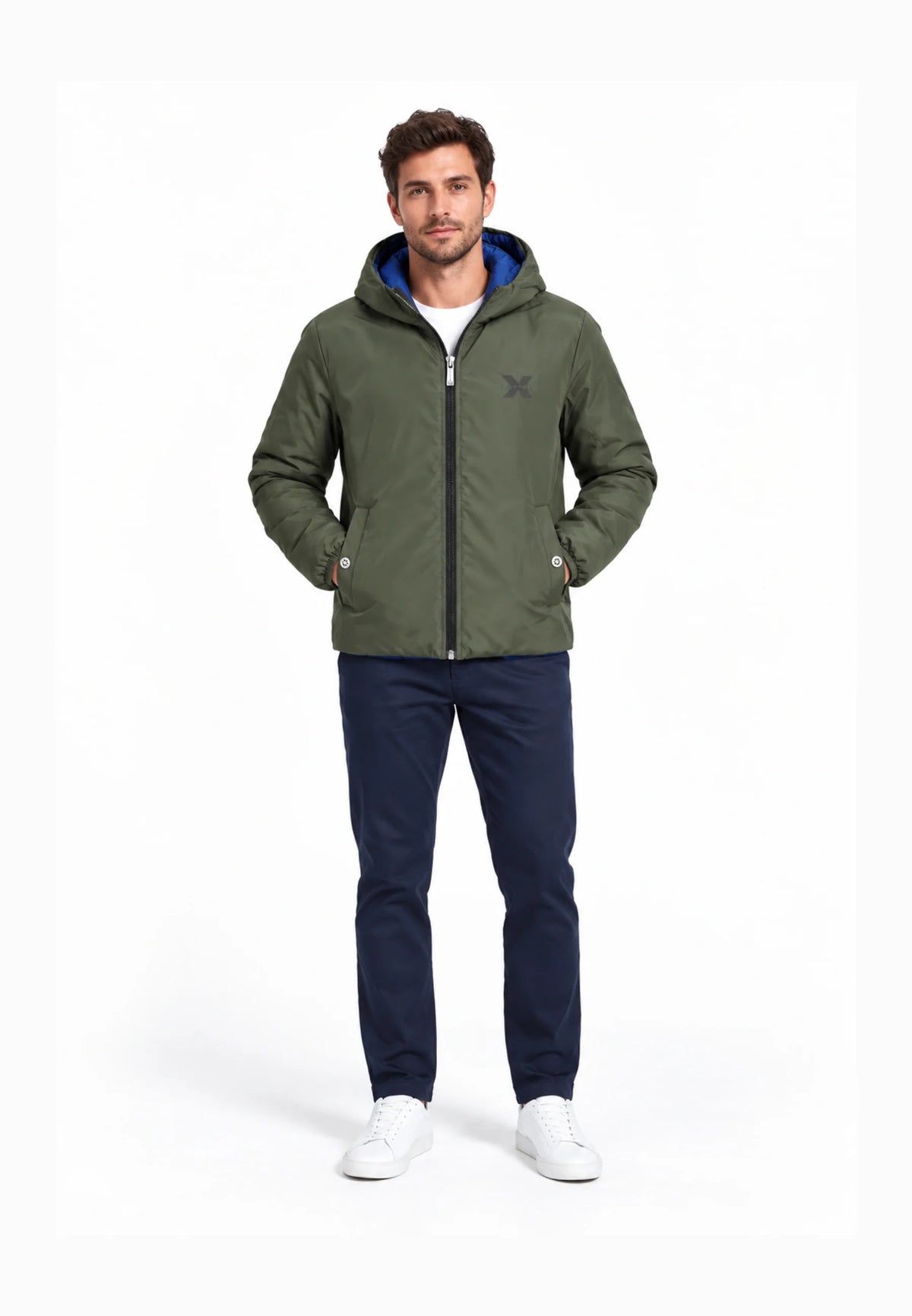 RICHMOND GIUBBOTTO UOMO JACKET UMA26176GB SDL REVERSIBILE VERDE BLU