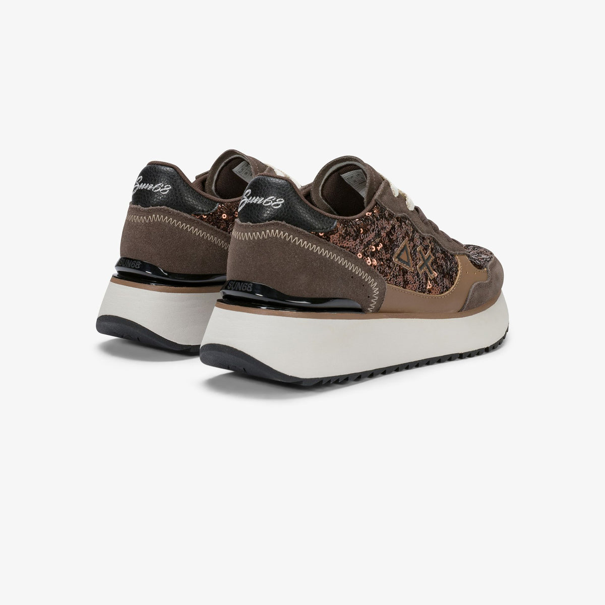 SUN 68 SCARPE Sneaker Big Ally con paillettes marrone Z46219