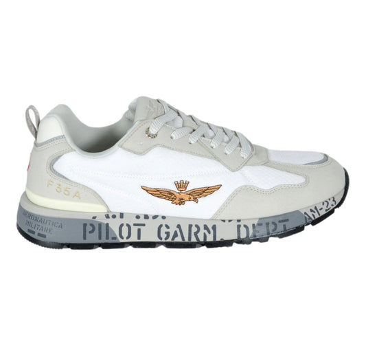 SCARPE UOMO AERONAUTICA MILITARE SNEAKERS IN MESH CON SUOLA STAMPATA BIANCO