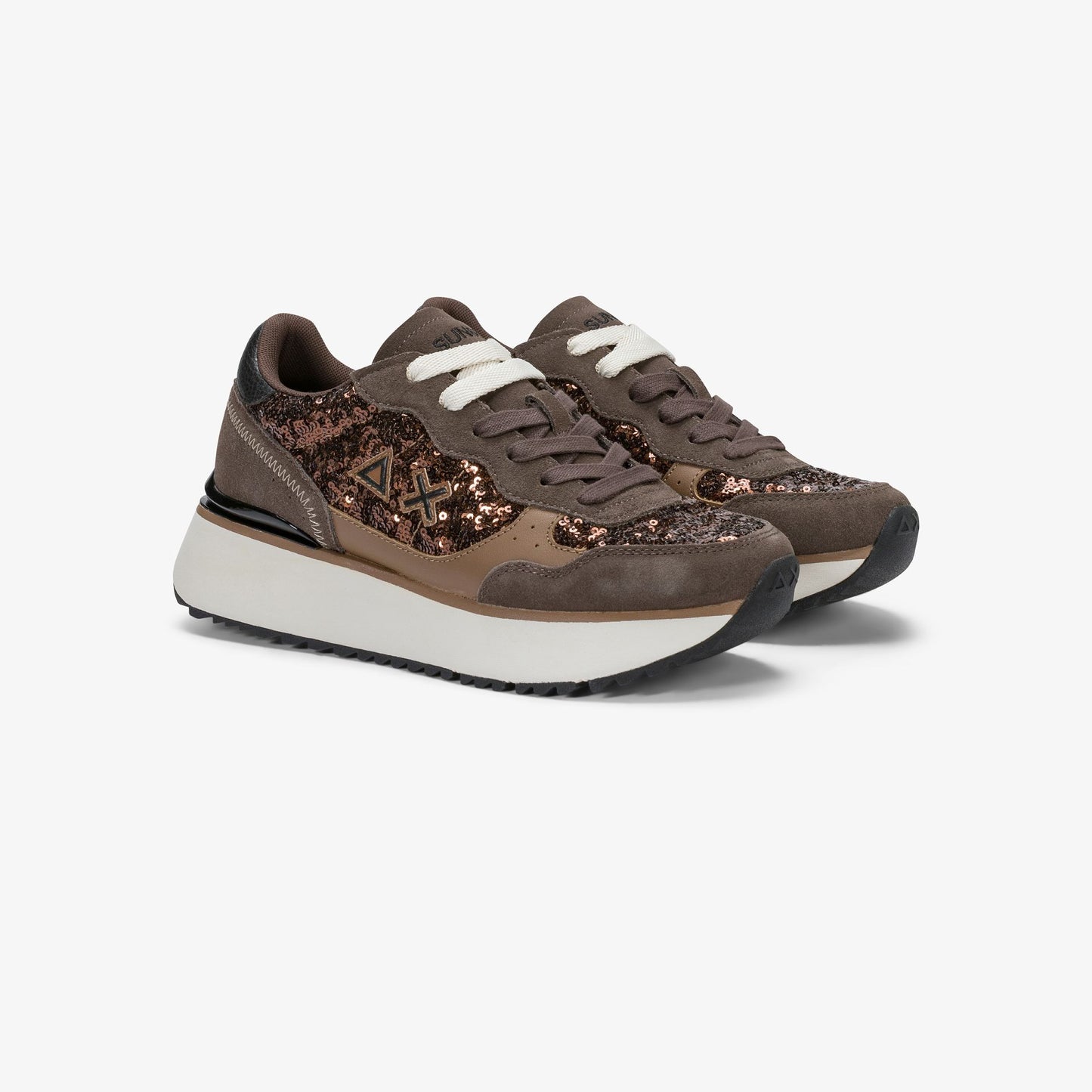 SUN 68 SCARPE Sneaker Big Ally con paillettes marrone Z46219