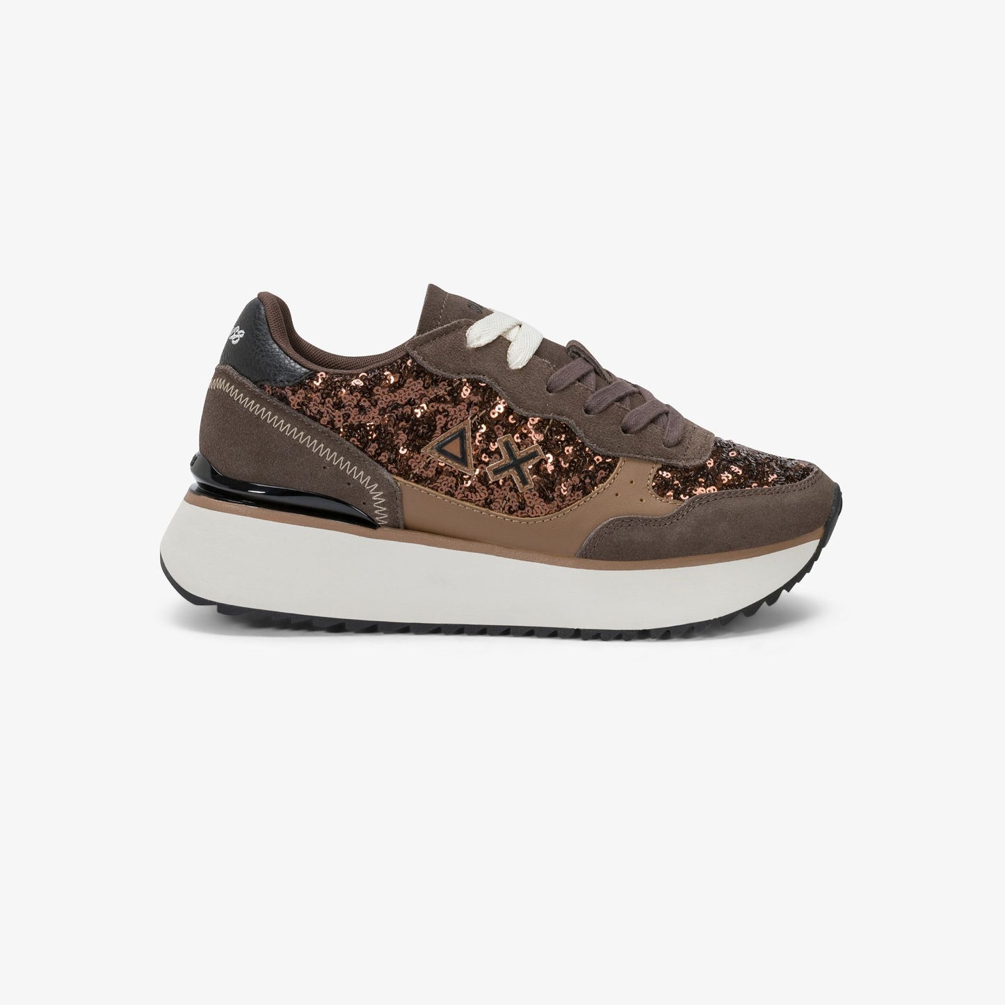 SUN 68 SCARPE Sneaker Big Ally con paillettes marrone Z46219