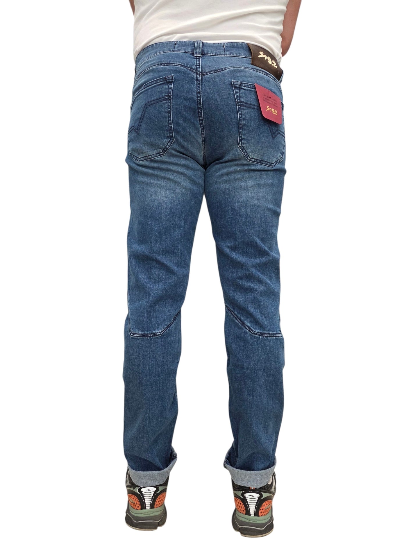 JEANS UOMO 9.2 CARLO CHIONNA ICONICO 5 TASCHE SLIM FIT BLU MEDIO